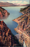 WY, YELLOWSTONE - Shoshone Dam and lake, Yellowstone Park postcard - wk0263