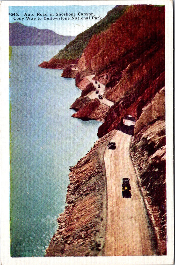 WY, YELLOWSTONE - Shoshone Canyon auto road, Yellowstone Park postcard - WK0265