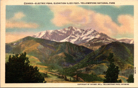 WY, YELLOWSTONE - Electric Peak, Yellowstone Park postcard - WK0270