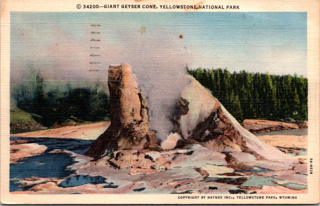 WY, YELLOWSTONE - Giant Geyser Cone close-up, Yellowstone Park postcard -wk0271