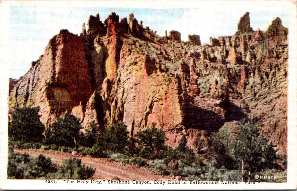 WY, YELLOWSTONE - Shoshone Canyon Holy City, Yellowstone Park postcard - WK0273