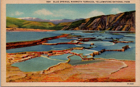 WY, YELLOWSTONE - Blue Springs, Mammoth Terraces, Yellowstone Park postcard - wk0276