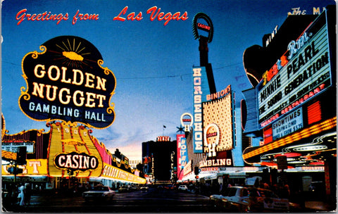 NV, LAS VEGAS - Fremont St, Minnie Pearl on Marquis etc postcard - wk0365
