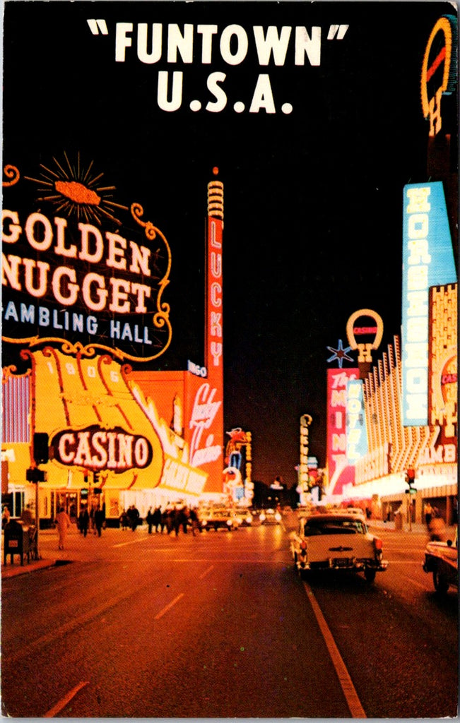 NV, LAS VEGAS - Fremont St - Funtown USA with signs postcard - wk0368