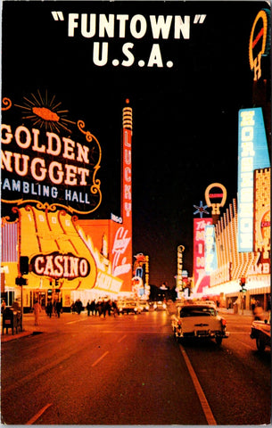 NV, LAS VEGAS - Fremont St - Funtown USA with signs postcard - wk0368