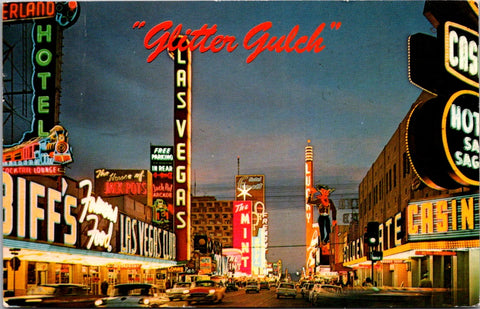 NV, LAS VEGAS - Glitter Gulch with pool and signs postcard - wk0369