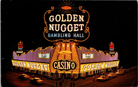 NV, LAS VEGAS - Golden Nugget Gambling Hall with marquis postcard - wk0372