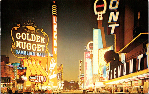NV, LAS VEGAS - Fremont St with signs postcard - wk0376