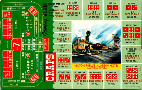 NV, LAS VEGAS - ALADDIN HOTEL Gaming Guide on CRAPS postcard - wk0380