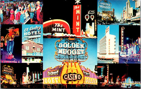 NV, LAS VEGAS - Fremont St multi view images on postcard - wk0381