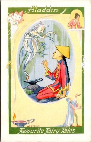 Greetings - Misc - Fantasy ALADDIN, genie in lamp postcard - wv0029