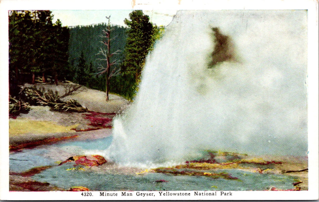 WY, YELLOWSTONE - Minute Man Geyser, Yellowstone Park postcard - WY0009
