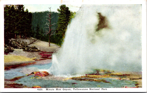 WY, YELLOWSTONE - Minute Man Geyser, Yellowstone Park postcard - WY0009