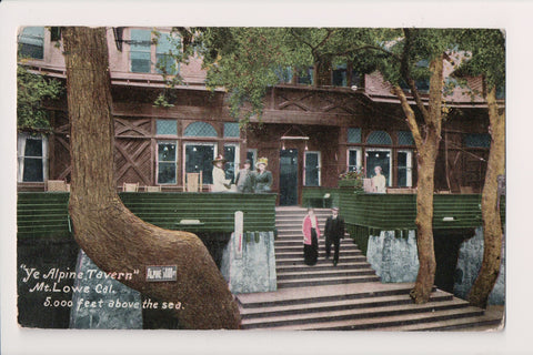 CA, MT LOWE - Ye Alpine Tavern - people on porch - 1919 postcard - A09036