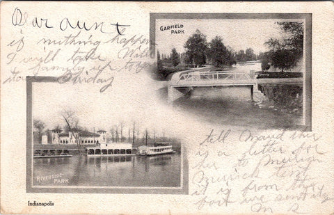 IN, Indianapolis - Garfield Park, Riverside Park multi view postcard - CR0669