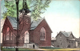 IN, ADVANCE - M E Church - person on steps, house next door postcard - E23344