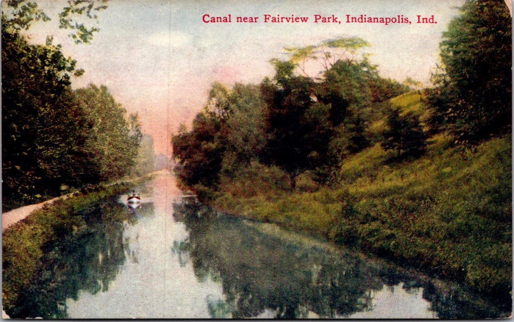 IN, Indianapolis - Fairview Park Canal - 1919 Majestic postcard - E23347