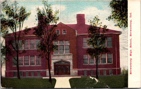 IN, Brownsburg - High School - 1911 Majestic Pub Co postcard - E23398
