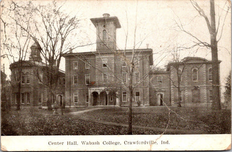 IN, Crawfordville - Wabash College, Center Hall - 1911 Flag cancel from same - E