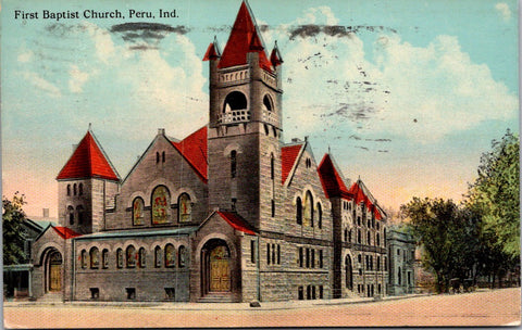 IN, PERU - First Baptist Church - 1914 postcard - G03239