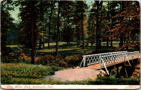 IN, Richmond - Glen Miller Park, bridge - 1910 postcard - G03381