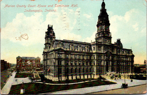 IN, Indianapolis - Tomlinson Hall, Marion County Court House - 1910 postcard - J