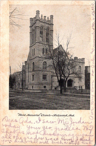 IN, RICHMOND - Reid Memorial Church - 1908 postcard - SL2245