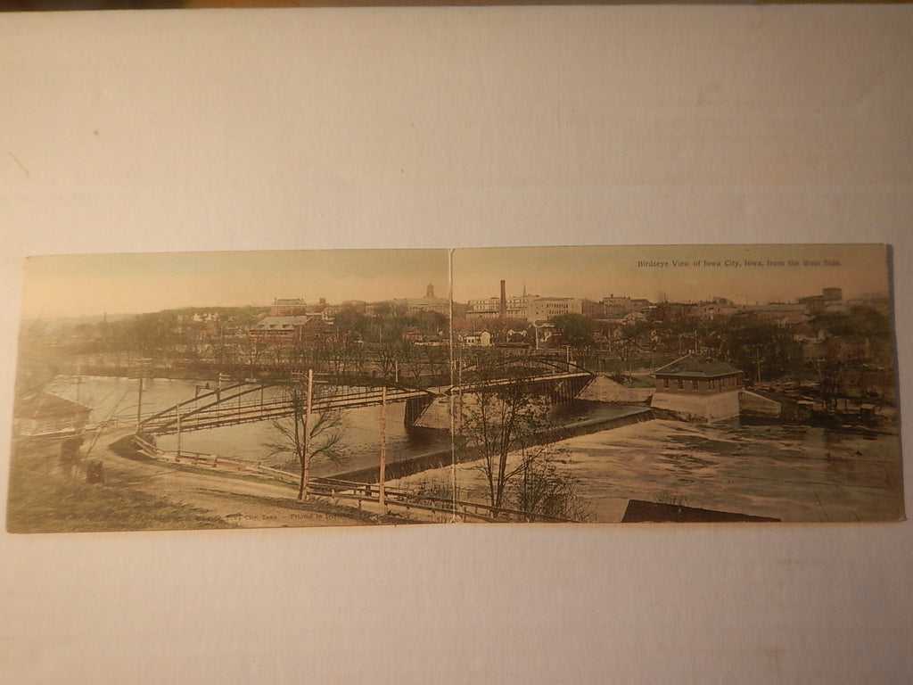 IA, IOWA CITY - Birds eye view beyond the bridge, from West Side / bi-fold card