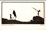 Greetings - Misc - Fantasy silhouette - girl, big bird walking postcard - SL3045
