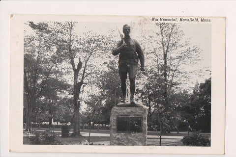 MA, Mansfield - War Memorial up close - 1972 postcard - sl3089