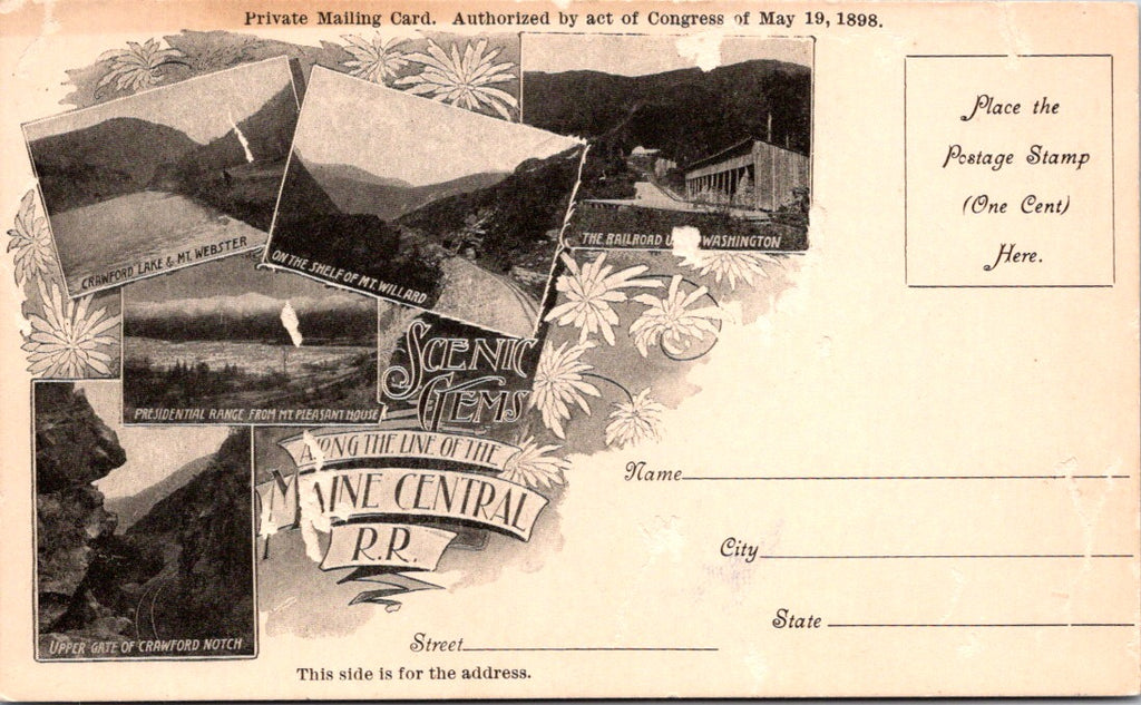 Maine - Central Railroad multi view Private Mailing Card - W01469