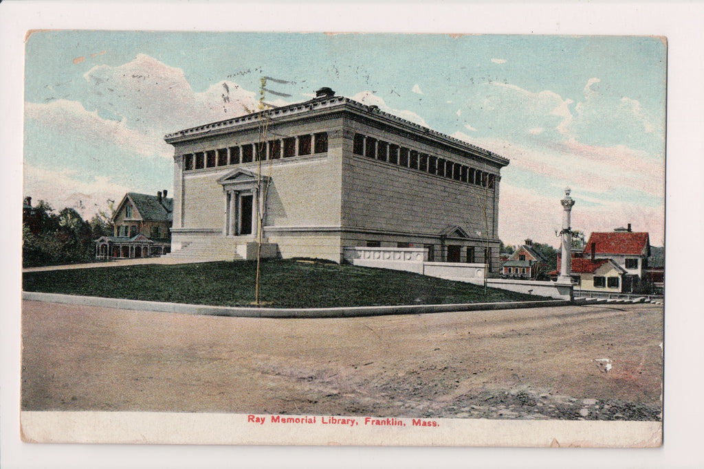 MA, FRANKLIN - Ray Memorial Library - flag postmark from Franklin - w04979