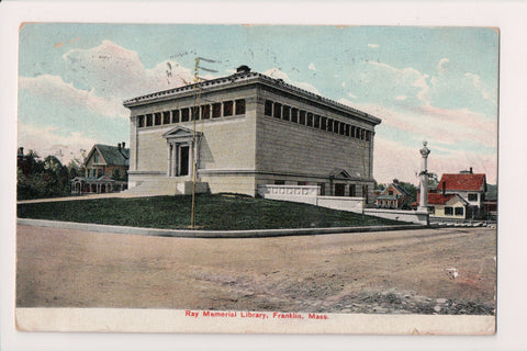 MA, FRANKLIN - Ray Memorial Library - flag postmark from Franklin - w04979