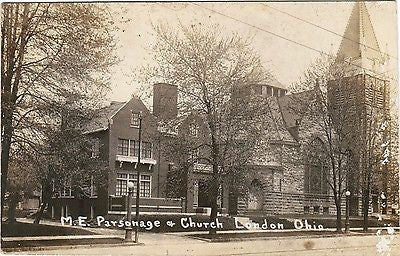 OH, London - M E Parsonage and Church RPPC postcard - B06043