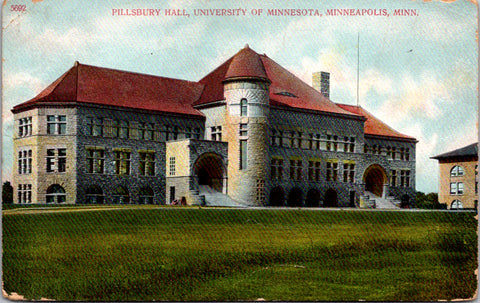 MN, Minneapolis - Pillsbury Hall, Univ of Minn - 1907 postcard - 2k0368