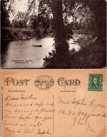 PA, Shawnee - Suspension Bridge postcard - 2k0425