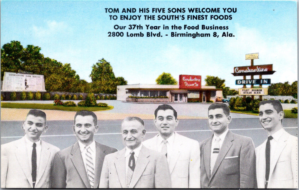 AL, BIRMINGHAM - Constantine Drive In restaurant - Tom and Sons postcard - 2k070