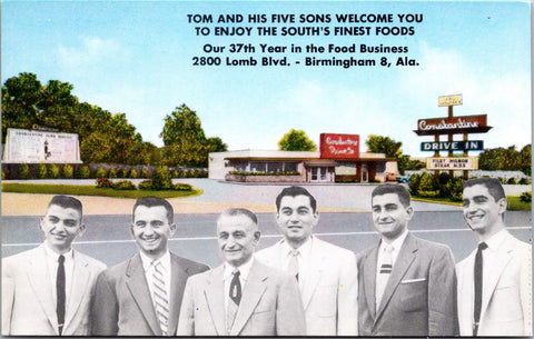 AL, Birmingham - Constantine Drive In restaurant - Tom and Sons postcard - 2k070