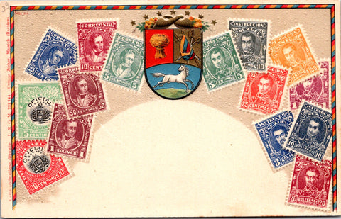 Stamps postcard - VENEZUELA embossed Stamp card - 2k1003