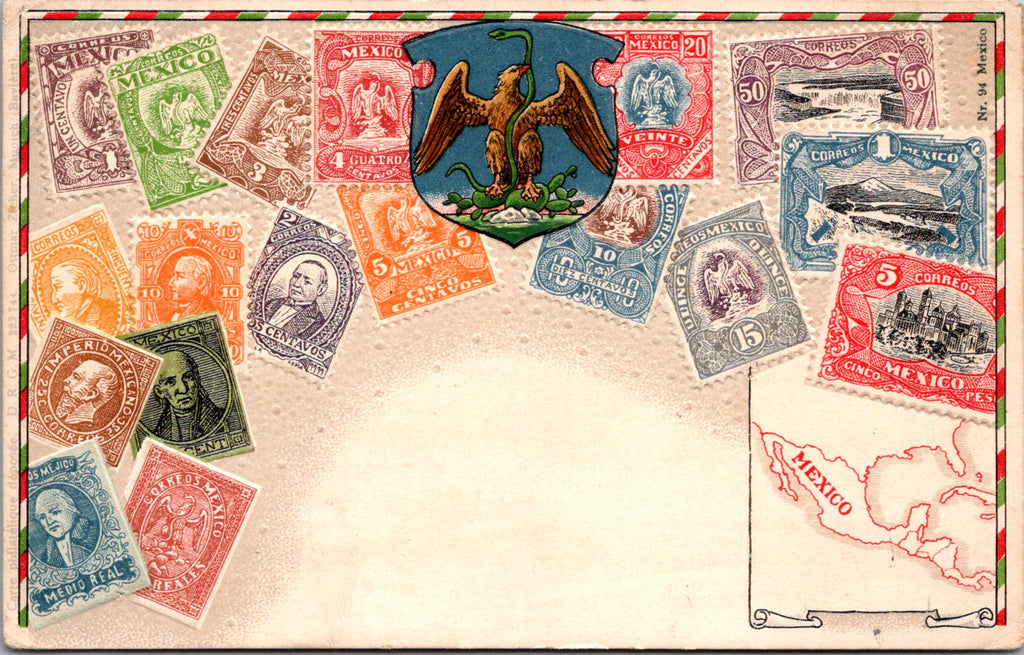 Stamps postcard - MEXICO embossed Stamp card - 2k1004