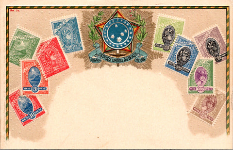 Stamps postcard - Bresil, Brazil embossed Stamp card - 2k1009