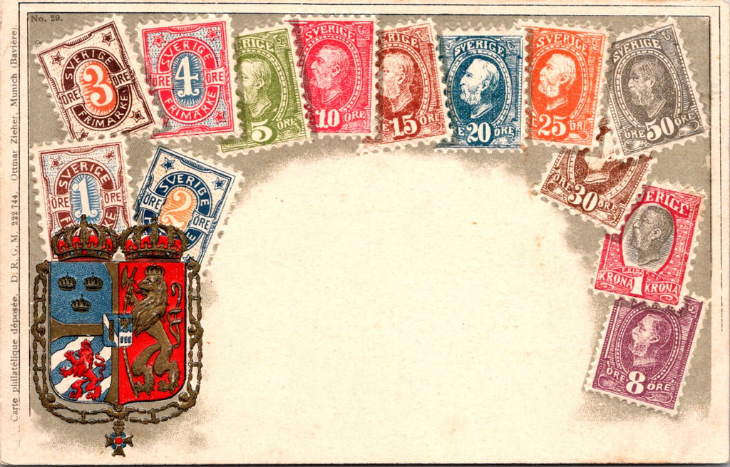 Stamps postcard - SWEEDEN embossed Stamp card - 2k1011