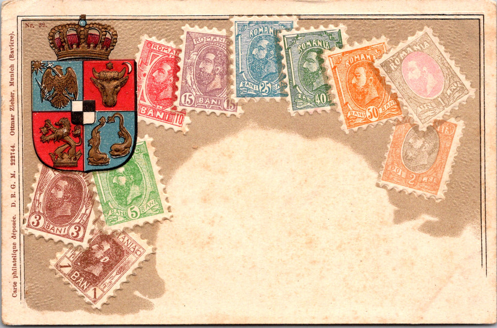 Stamps postcard - ROMANIA embossed Stamp card - 2k1012
