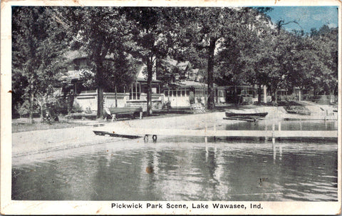 IN, Lake Wawasee - shore, buildings - 1923 postcard - 2k1023