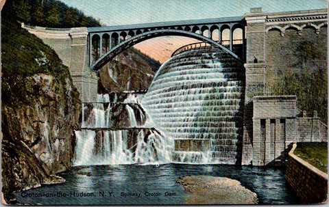 NY, CROTON on the HUDSON - Croton dam, spillway closeup postcard - 2k1068
