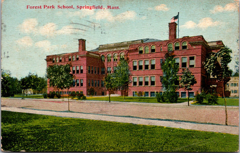 MA, Springfield - Forest Park School - 1913 postcard - 2k1076