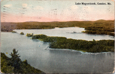 ME, Camden - Lake Megunticook - old postcard, 1917? - 2k1152
