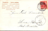 Easter - Frohliche Ostern - couple of sheep with bells on scene postcard - 2k117