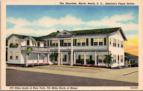 SC, Myrtle Beach - THE SHORELINE hotel/motel - linen postcard - 2k1184