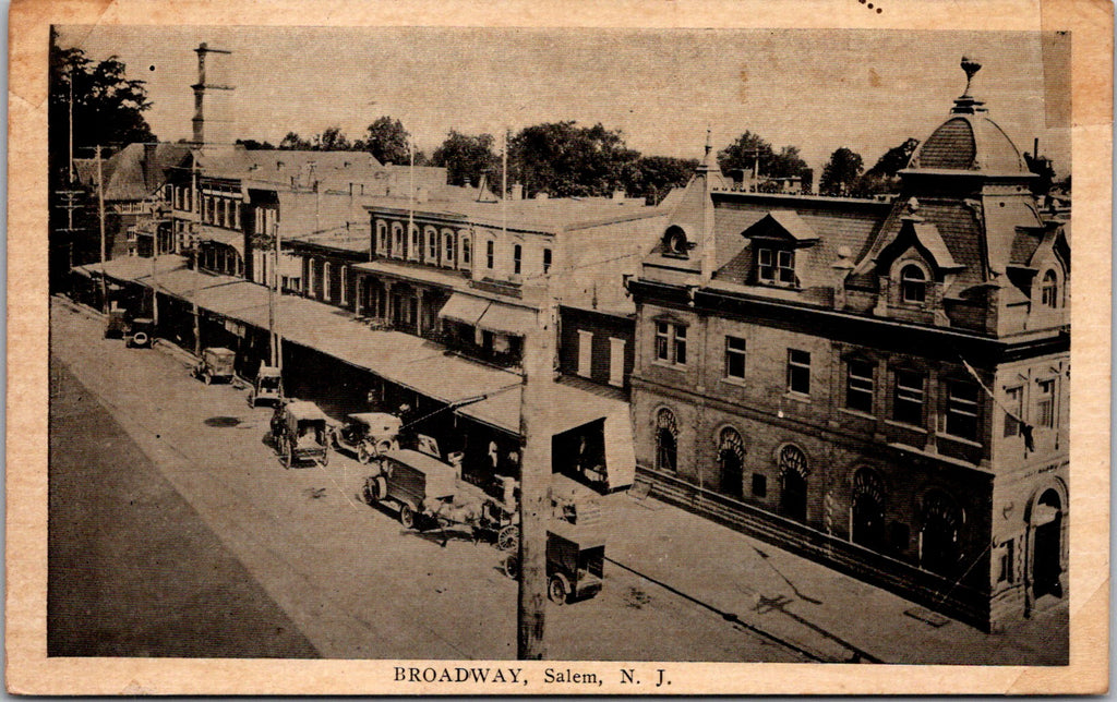 NJ, SALEM - Broadway scene from above - A M Simon (original SOLD) 2k1274